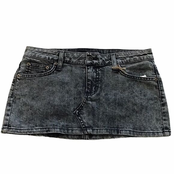 LF CARMAR Denim Mini Skirt Acid Wash Denim 5 Pocket Mini Skirt 27 - Picture 1 of 9